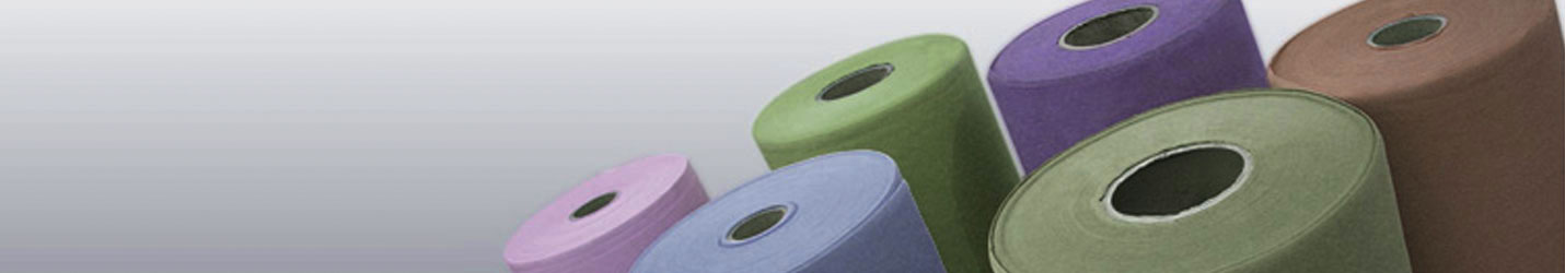 Large spools of colorful fabric